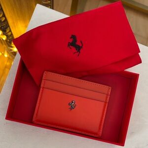 Ferrari Red and Orange Leather Card Holder.